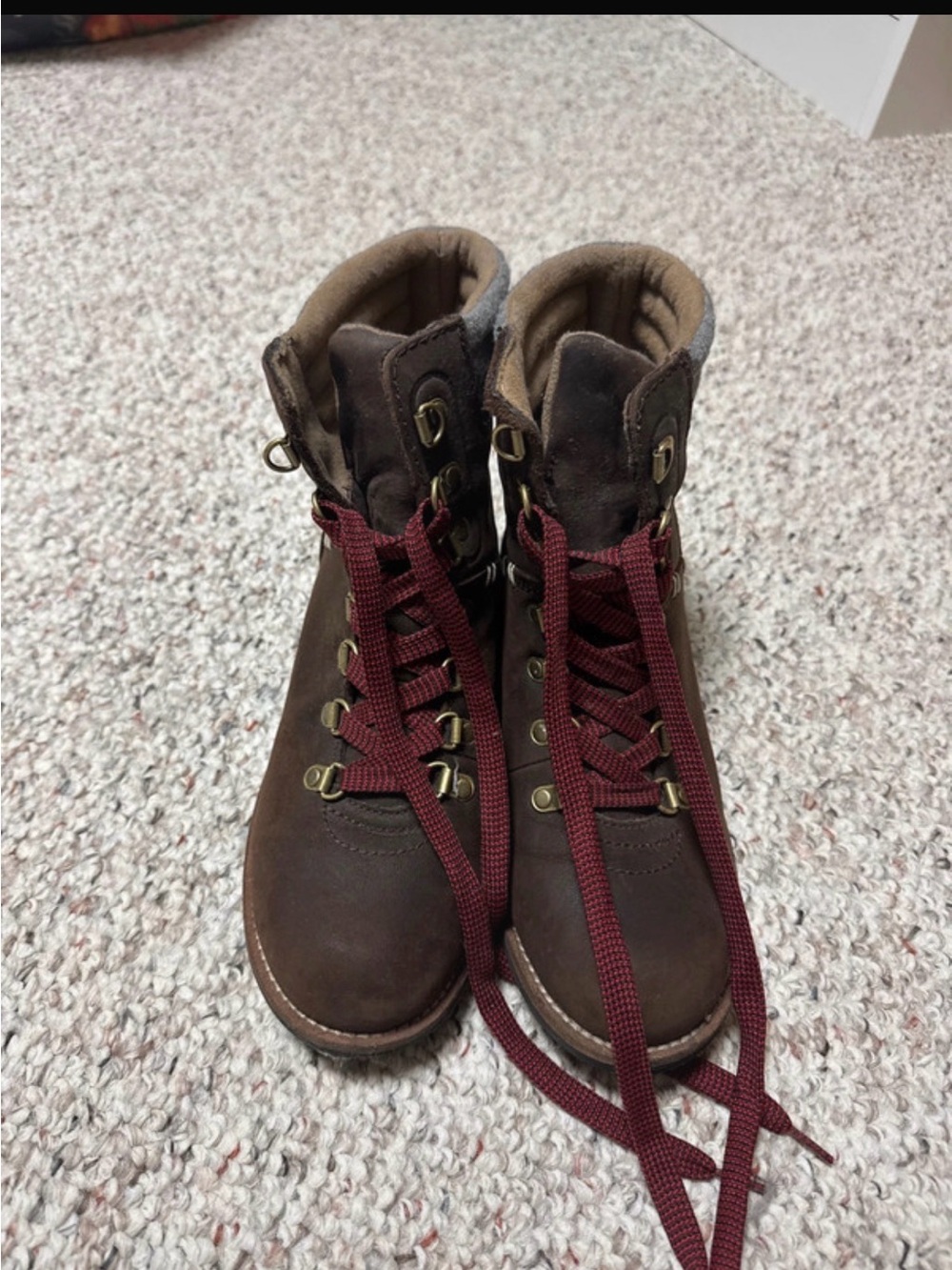 Kodiak Brown Lace-Up Boots with Burgundy Laces